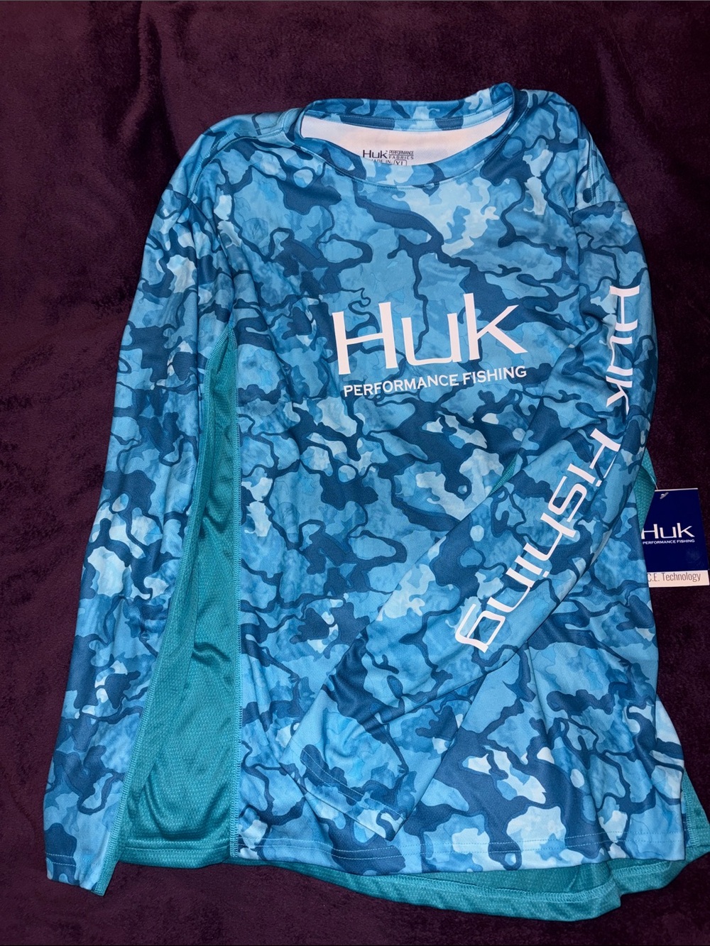 Huk Blue Camo Long Sleeve Performance Tee - Great for Fishing!